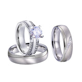 3pcs Couples Wedding Rings Set Men Women Proposal Ringe Marriage
