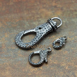 Zinc Alloy Lobster Clip Micro Pave Zircon Findings