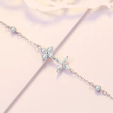 S925 Silver Diamond Gemstone Four Leaf Bracelet Lucky Clover Leaf Bracelet