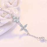 S925 Silver Diamond Gemstone Four Leaf Bracelet Lucky Clover Leaf Bracelet