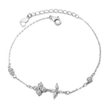 S925 Silver Diamond Gemstone Four Leaf Bracelet Lucky Clover Leaf Bracelet
