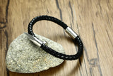Stainless Steel Nail Leather Bracelet Magnetic Snap Bracelet