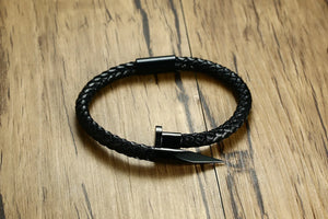 Stainless Steel Nail Leather Bracelet Magnetic Snap Bracelet
