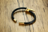 Stainless Steel Nail Leather Bracelet Magnetic Snap Bracelet