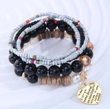 Acrylic Beaded Bracelets Heart Charm Jewelry For Women