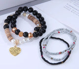 Acrylic Beaded Bracelets Heart Charm Jewelry For Women