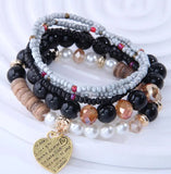 Acrylic Beaded Bracelets Heart Charm Jewelry For Women