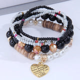 Acrylic Beaded Bracelets Heart Charm Jewelry For Women