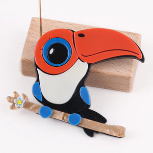 Acrylic Cartoon Parrot Bird Brooches for Women Men