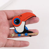 Acrylic Cartoon Parrot Bird Brooches for Women Men