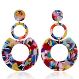 Acrylic Clip on Earrings Long Geometric Square Circle Ear Clips