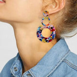 Acrylic Clip on Earrings Long Geometric Square Circle Ear Clips