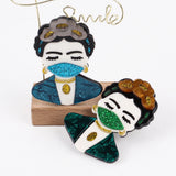 Acrylic Glitter Mask Lady Lapel Pins Brooches for Women