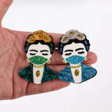 Acrylic Glitter Mask Lady Lapel Pins Brooches for Women