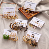Leopard Print Circle Wide Hoop Earring Set for Women