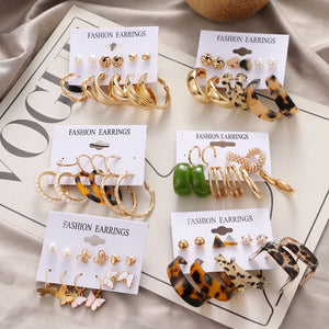 Leopard Print Circle Wide Hoop Earring Set for Women