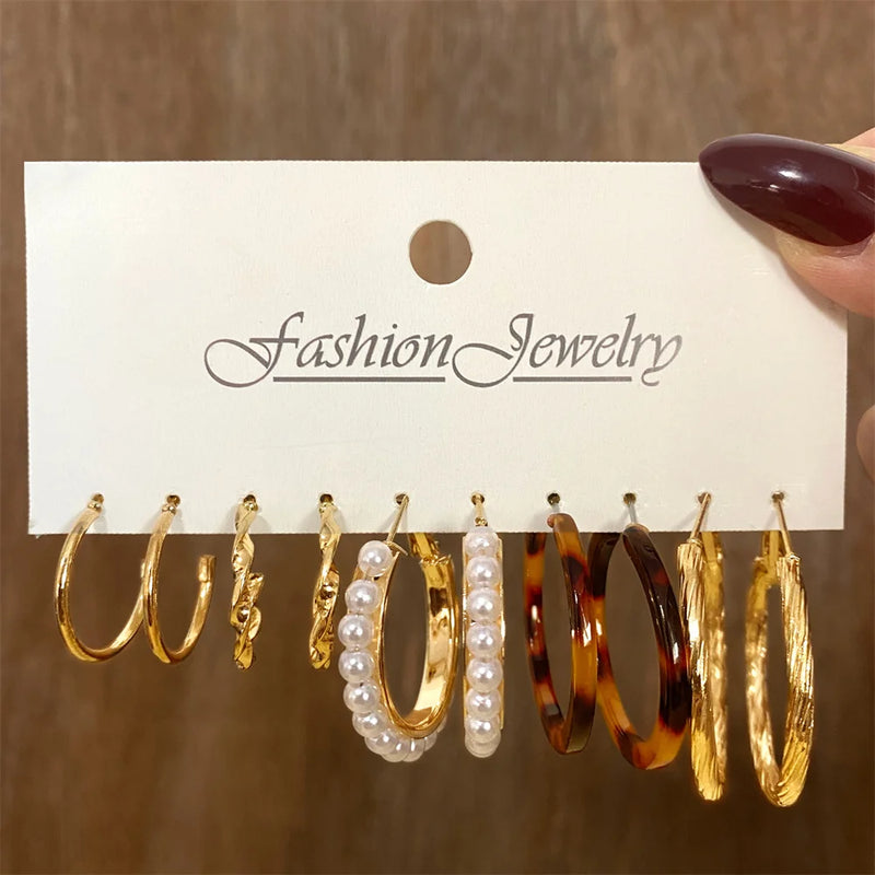 Leopard Print Circle Wide Hoop Earring Set for Women