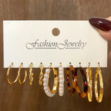 Leopard Print Circle Wide Hoop Earring Set for Women