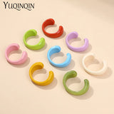 Colorful Acrylic Open Bangles with Charms Circle Bracelet