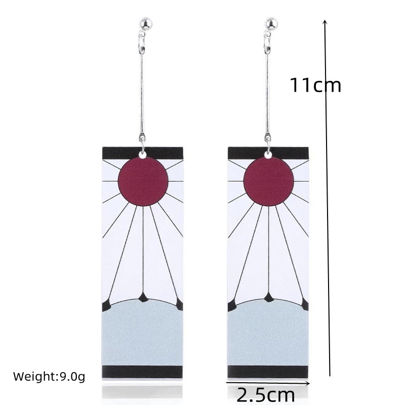 Acrylic Tanjiro Earrings Demon Slayer Anime Cosplay Props