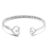 Crystal Heart Bowknot Cuff Bracelet for Daughter