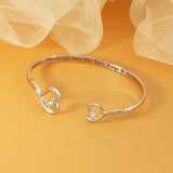 Crystal Heart Bowknot Cuff Bracelet for Daughter