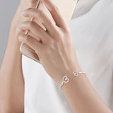 Crystal Heart Bowknot Cuff Bracelet for Daughter