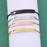 Adjustable Name Bracelet Engraved Heart Chain Personalize Bangles