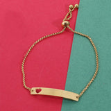 Adjustable Name Bracelet Engraved Heart Chain Personalize Bangles