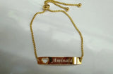 Adjustable Name Bracelet Engraved Heart Chain Personalize Bangles