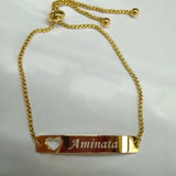 Personalized Name Bracelet Letter Heart Chain Adjustable Stainless Steel