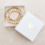 Adjustable Wooden Beaded 3pcs Bracelet Sets Personalized Name Jewelry