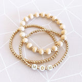 Adjustable Wooden Beaded 3pcs Bracelet Sets Personalized Name Jewelry