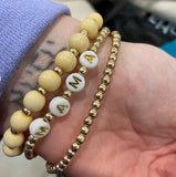 Adjustable Wooden Beaded 3pcs Bracelet Sets Personalized Name Jewelry