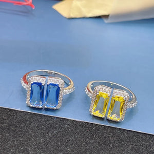 Multicolor CZ Crystal Engagement Rings for Women Open Size R-282