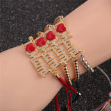 Adjustable Zircon Letter MAMA Bead Chain Bracelet