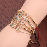 Adjustable Zircon Letter MAMA Bead Chain Bracelet