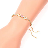 Adjustable Zircon Letter MAMA Bead Chain Bracelet