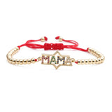 Adjustable Zircon Letter MAMA Bead Chain Bracelet Love Heart Bracelets