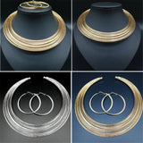 African Multilayer Choker Bib Necklace Earrings Set