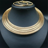 African Multilayer Choker Bib Necklace Earrings Set