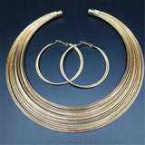 African Multilayer Choker Bib Necklace Earrings Set
