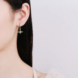 Airplane Hoop Earrings 925 Silver Zircon Inlay Wedding Anniversary