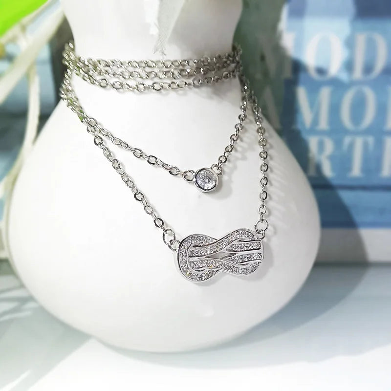 Geometric Twist Shape Women's 925 Silver Pendant Chain