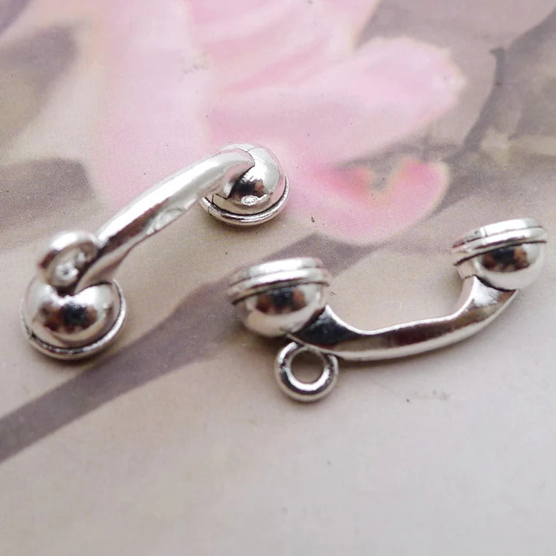 20pcs Antique Silver Telephone Receiver Charms 10*24mm AAC040