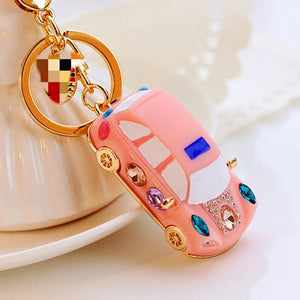 Alloy Car Key Chain Rhinestones Pendant Model Car Shape Key Holder