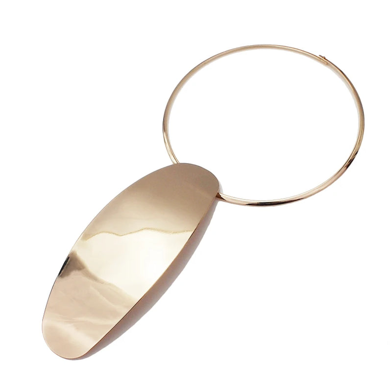 Alloy Geometric Choker Necklace Women Long Pendants Torques Statement Necklaces