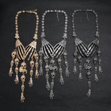 Punk Skull Choker Halloween Necklace Unisex Skull Heads Tassel Necklace