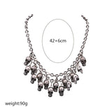 Punk Skull Choker Halloween Necklace Unisex Skull Heads Tassel Necklace