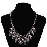 Punk Skull Choker Halloween Necklace Unisex Skull Heads Tassel Necklace